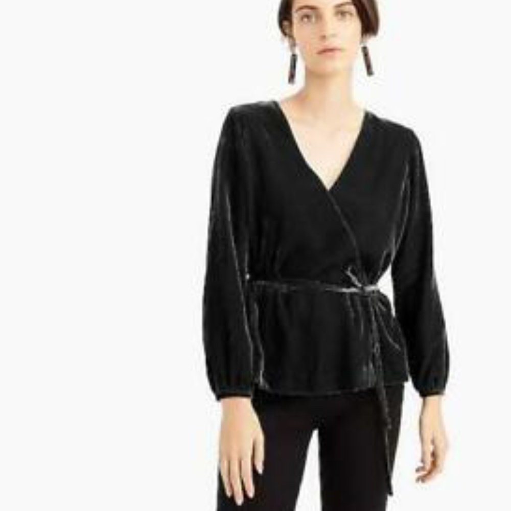 J. Crew Velvet Top Faux Wrap Black Size 12